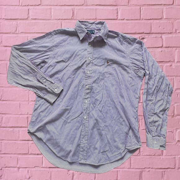Ralph Lauren Classic Fit  striped purple shirt Men size 17 - 36/37‎ - Picture 1 of 7